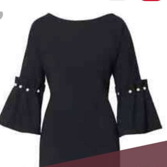 NWT Relaxed fit,  elegant little black dress + pearl embellished pleated sleeves - Picture 2 of 9